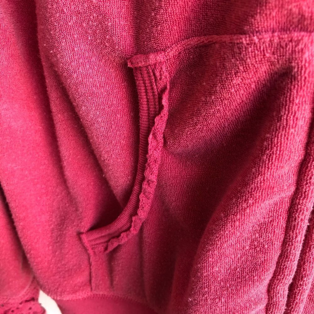 BCBG Terrycloth Zip Front Hoodie with Lace Sleeves - Picture 2 of 5
